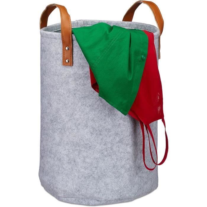 Relaxdays Lot De 2 Sacs à Bûches Pliables En Feutre Anthracite - 27L, 25x25x50cm, Avec Poignées - Range-bûches Et Rangement Déco