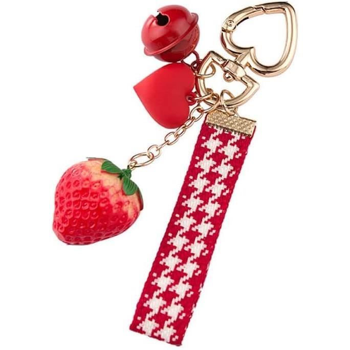 Porte-clés Pendentif étoile Fraise Nœud - Charme Téléphone Sac à Dos - Cadeau