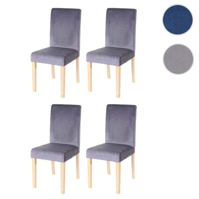 Lot de 4 chaises de salle à manger Littau velours ~ gris pieds clairs