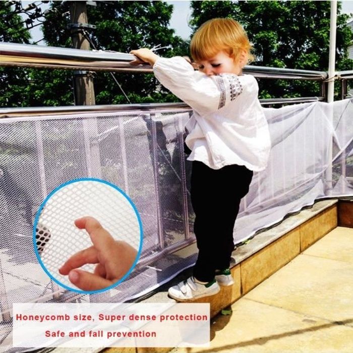 3 mètre Filet de Protection Balcon pour Bébé et Enfant, Filet de Sécurité  pour Balcon et Escalier, Solide et robuste