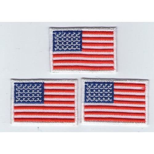 ECUSSON PATCHE PATCH THERMOCOLLANT DRAPEAU USA ETATS UNIS 8X5CM BORDURE BLANC