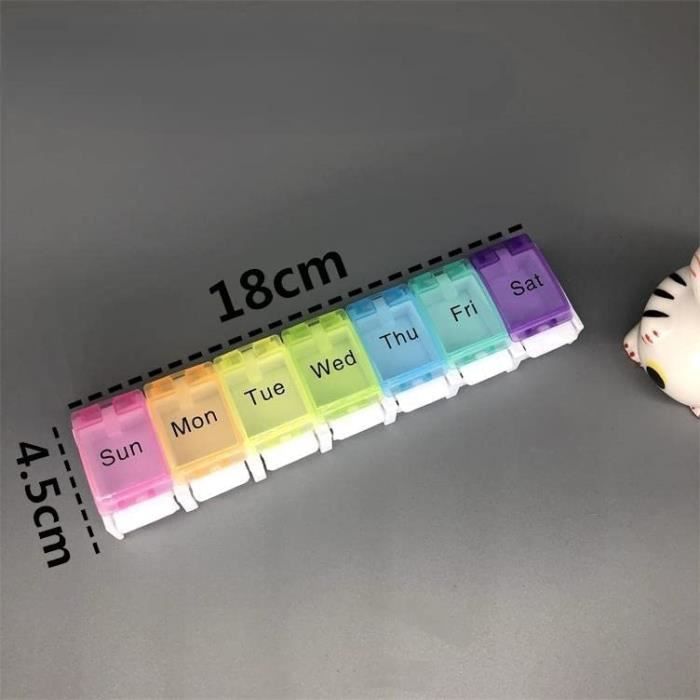 Boîte à Pilules Hebdomadaire - 7 Compartiments (un Par Jour) - Compacte, étanche - Pour Médicaments, Vitamines - Idéale Voyage