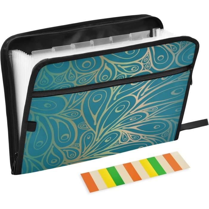 Trieur Accordéon A4 13 Poches - Fermeture Éclair - Portable - 34,5 X 27 X 3,8 Cm - Organisation Documents - 10