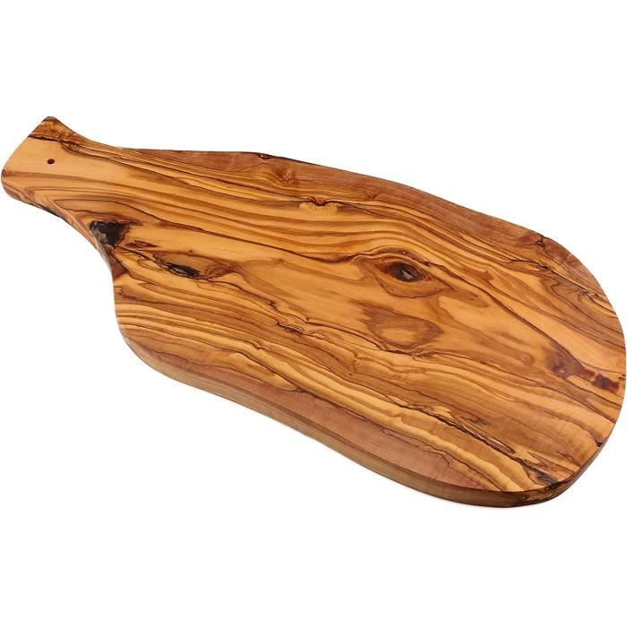 Planche à Découper Bois D'Olivier Coupe Naturelle Avec Du Bord - 45cm