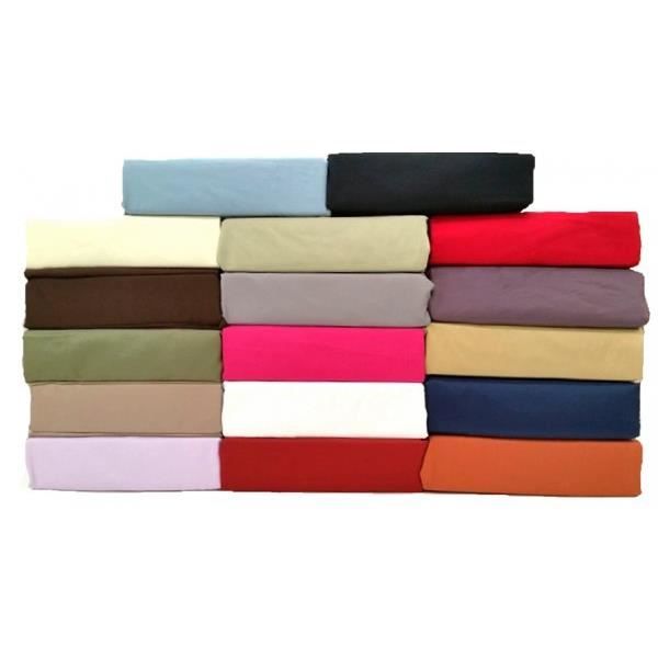 Drap Housse - Jersey - 90x190 cm - Bonnet 30 cm - Coton Extensible - Nougat