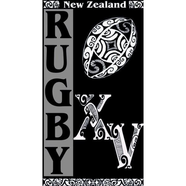 MCTISSUS Serviette de Plage Rugby New Zealand 95 cm x 175 cm 