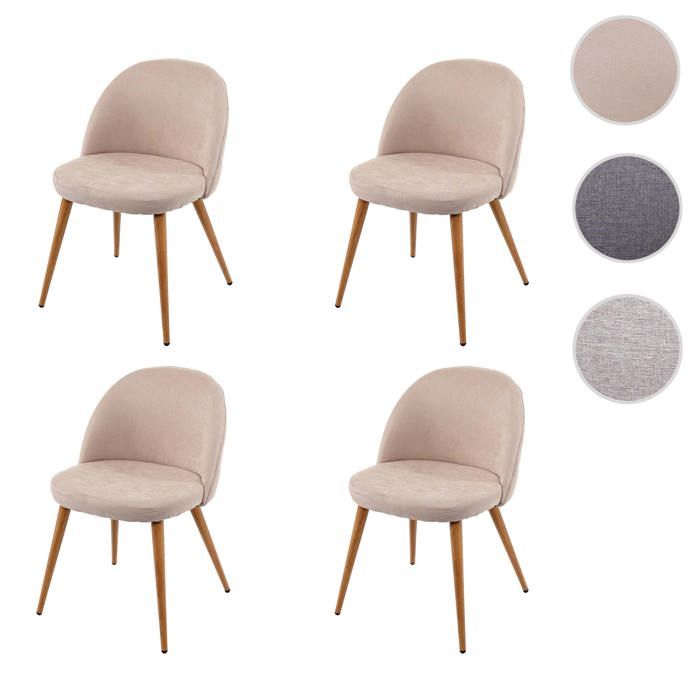 4x chaise de salle à manger MCW-D53 tissu beige