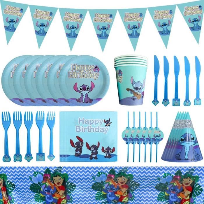 61 Pcs Stitch Anniversaire Vaisselle Kit, Stitch Decoration