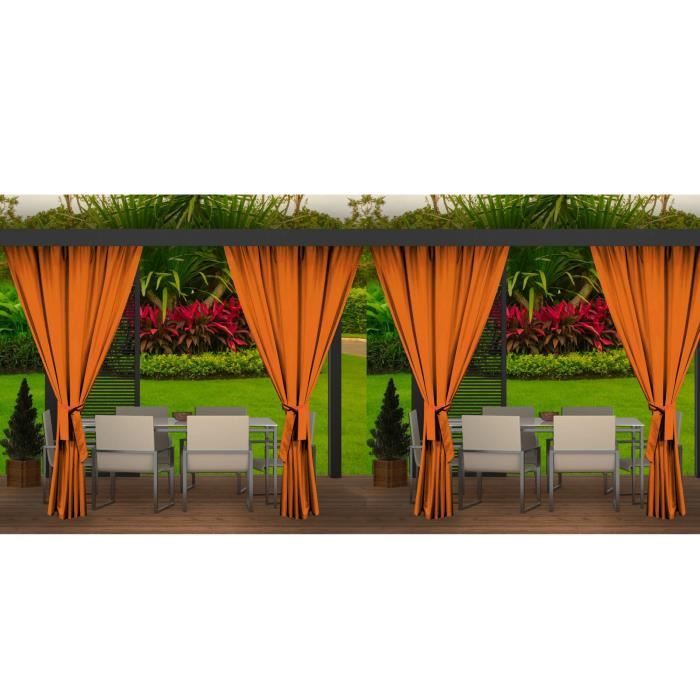 Rideaux D'extérieur Imperméable | 4 x 155x200cm Orange - Rideau Exterieur pour Terrasse - Rideau Pare-Soleil pour Balcon