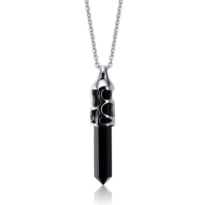 Collier homme pierre noire clearance