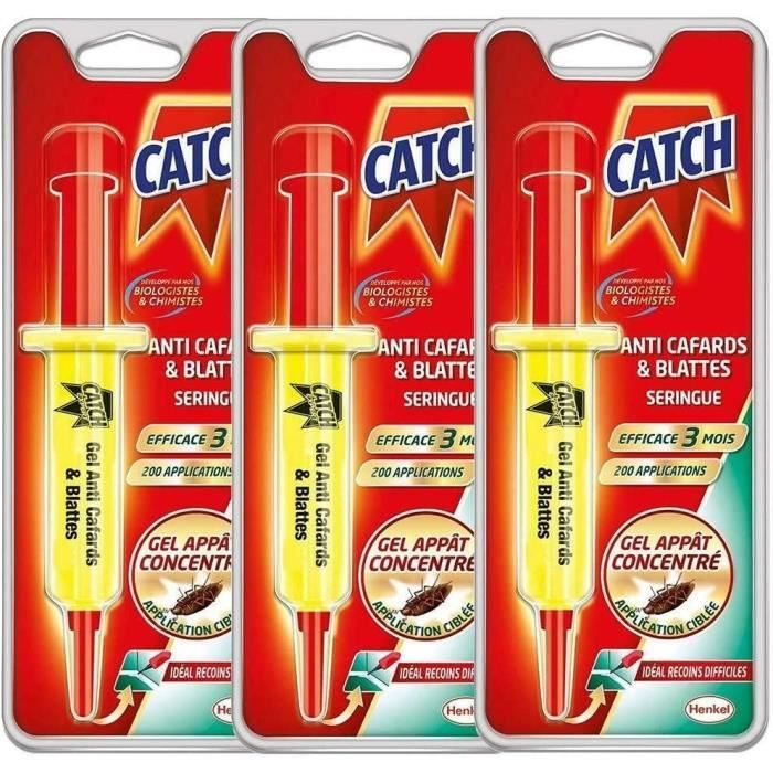 Catch - Gel Anti cafards 10 GR, SERINGUE Insecticide LOT DE 3