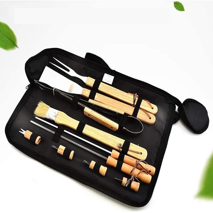 Ensemble Ustensiles Barbecue KitKit Barbecue pour Manche en Bois 10