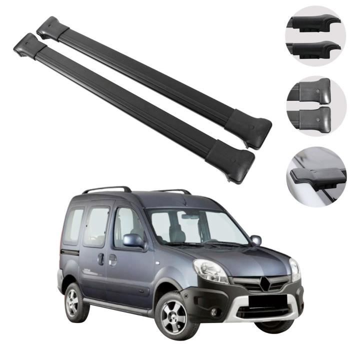 Barres De Toit Aluminium Noir Pour Renault Kangoo 2 (2008-2024) - 2 Barres Transversales