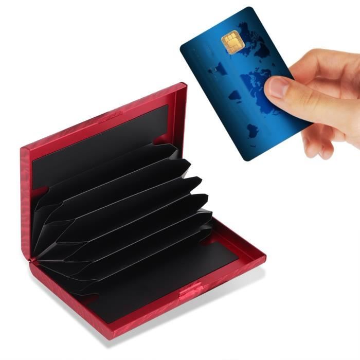 Etui de protection pour porte cartes de credit pour portefeuille Boite a cartes anti magnetique bloquant RFID Rouge Cdiscount Bagagerie Maroquinerie
