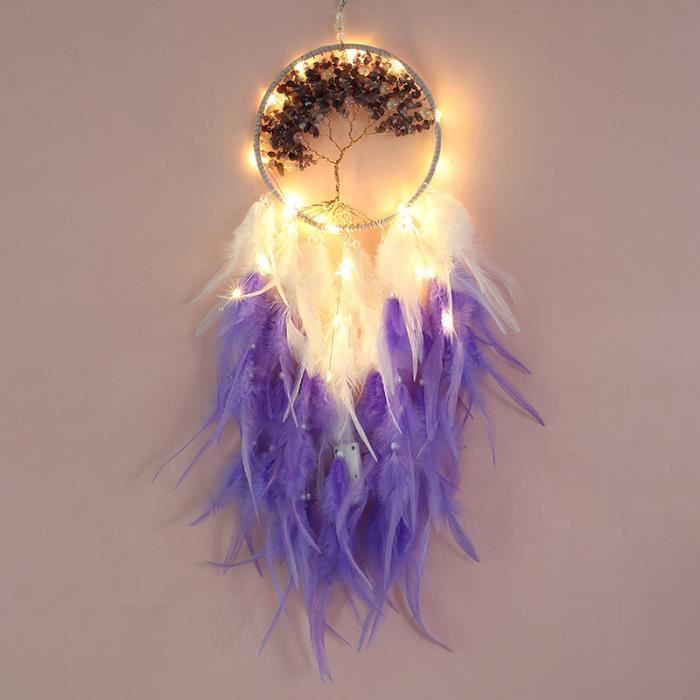 Attrape-rêves Licorne Lumineux Pour Enfants - Décoration Murale Chambre Fille, Avec Lumières LED Et Plumes Colorées - 5