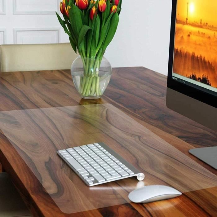 Sous-main de bureau transparent imperméable antidérapant résistant à la chaleur pour ordinateur portable 30 x 60 cm