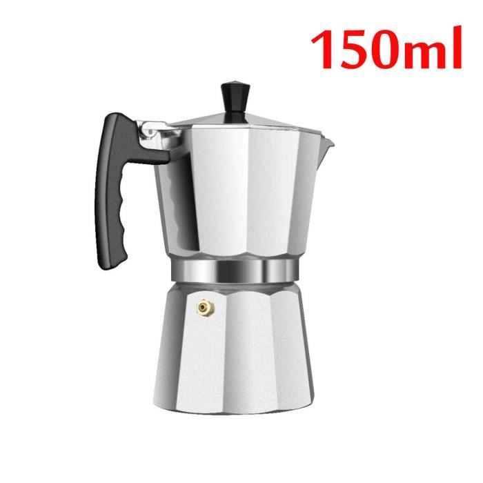 Machine A Café Portable Cafetière Moka Italienne 3 Tasses - Aluminium - Poignée Anti-brûlure - 150ml - Non Induction Cafetiere Italienne Electrique