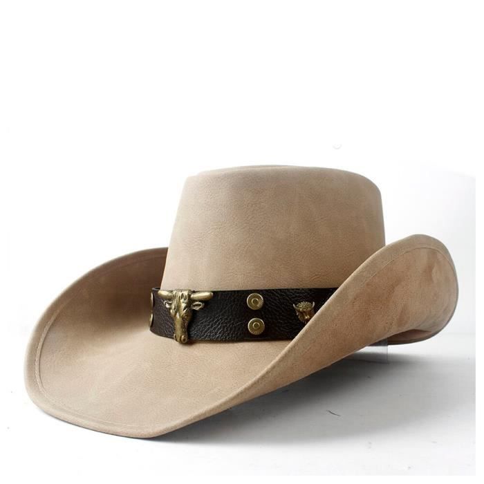 Chapeau De Cowboy Western Façonnable Eohak - Feutre Fedora Pour Homme Et Femme Avec Boucle De Ceinture M/L
