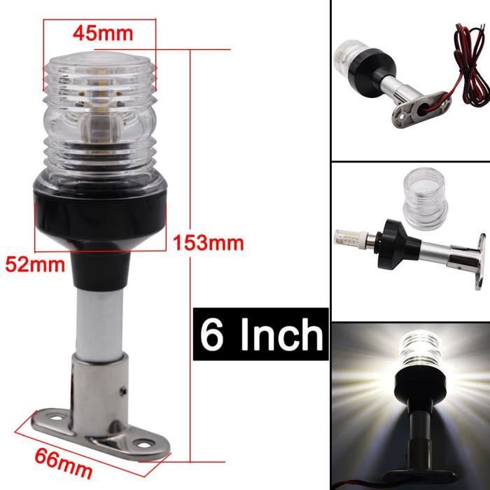 Feu De Navigation Blanc Pour Bateau (DC 12-24V) - Angle 360°, Visibilité 2 Milles, IP65, Pour Navires <12 M - 11