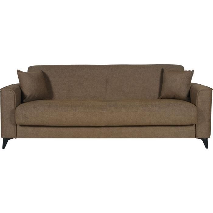 Canapé convertible 3 places BERGAMO Tissu 2 coussins coffre de rangement 230 x 85 x 89 cm - vue 3