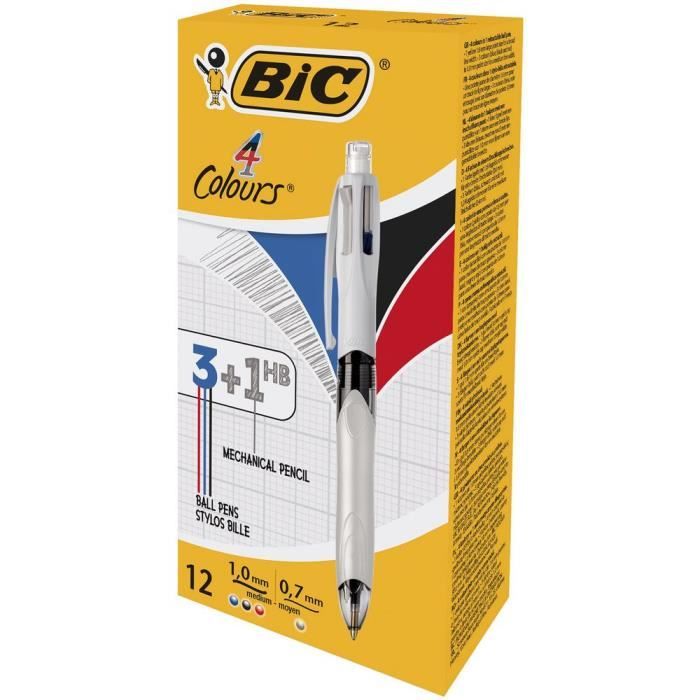 Recharge pour stylo à bille Bic 4 couleurs - pointe fine - encre