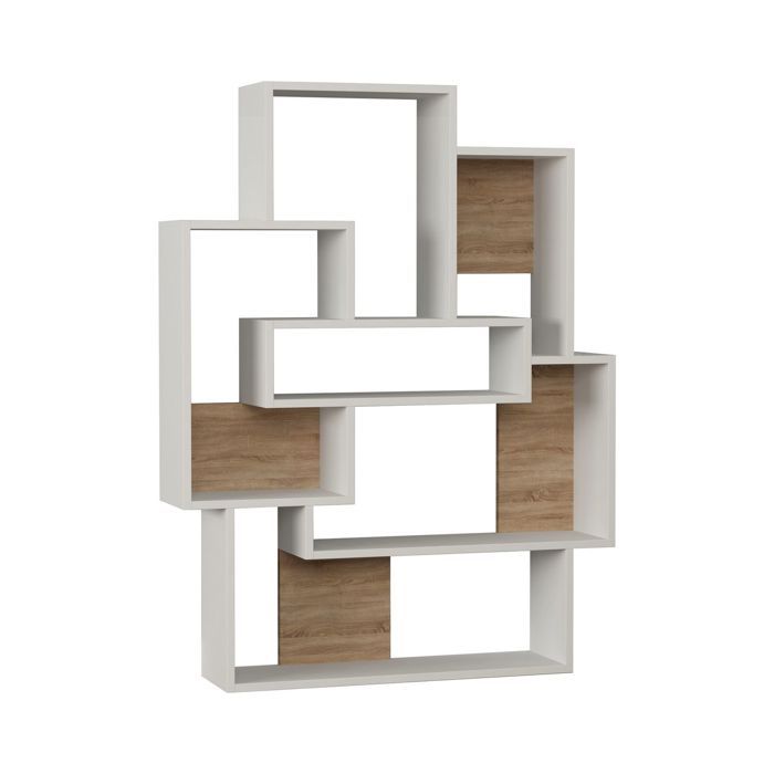 SUBLEEM Étagère LIZIO Blanc / Chêne Blanc Fonctionnelle Nombreux rangements Mélaminé SUBLEEM Étagère LIZIO Blanc / Chêne Blanc Fonctionnelle Nombreux rangements Mélaminé