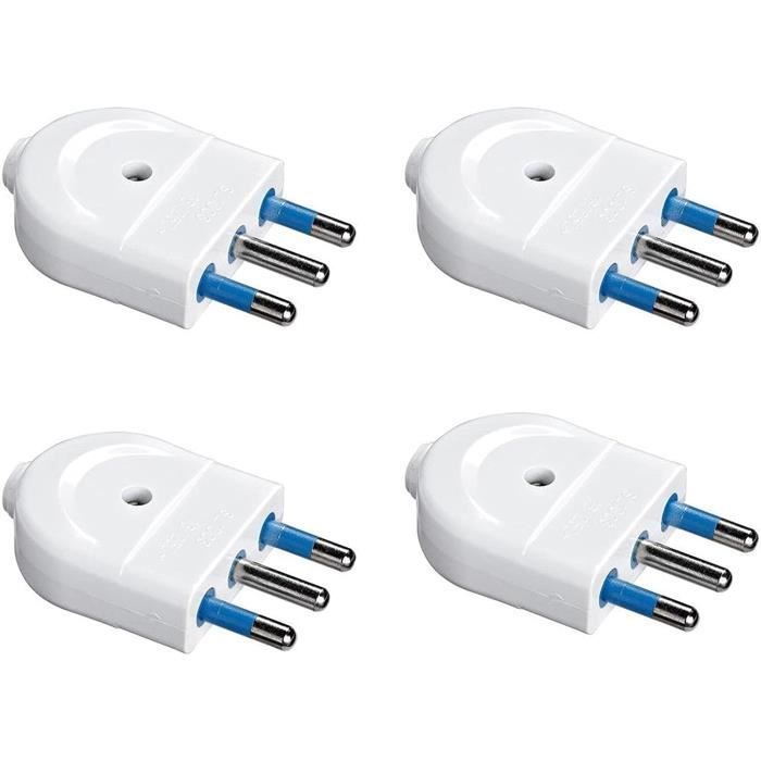 Lot De 4 Prises Électriques, Prises Bipasso 2P+T 1016A, Compatibles Avec Prise Italienne 10A Et