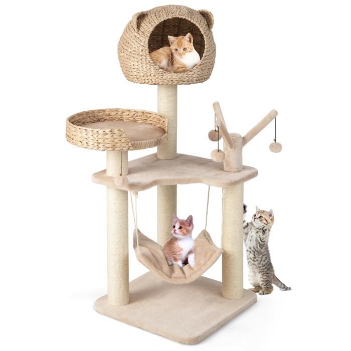 COSTWAY Arbre à Chat 121 CM à 5 Niveaux avec Boules et Hamac Suspendues Centre dActivités pour Chats avec Niche et Poteaux en Sisal COSTWAY Arbre à Chat 121 CM à 5 Niveaux avec Boules et Hamac Suspendues Centre dActivités pour Chats avec Niche et Poteaux en Sisal