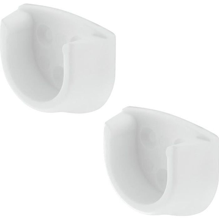2x Support de tringle ronde 20mm plastique meuble armoire garde robe blanc