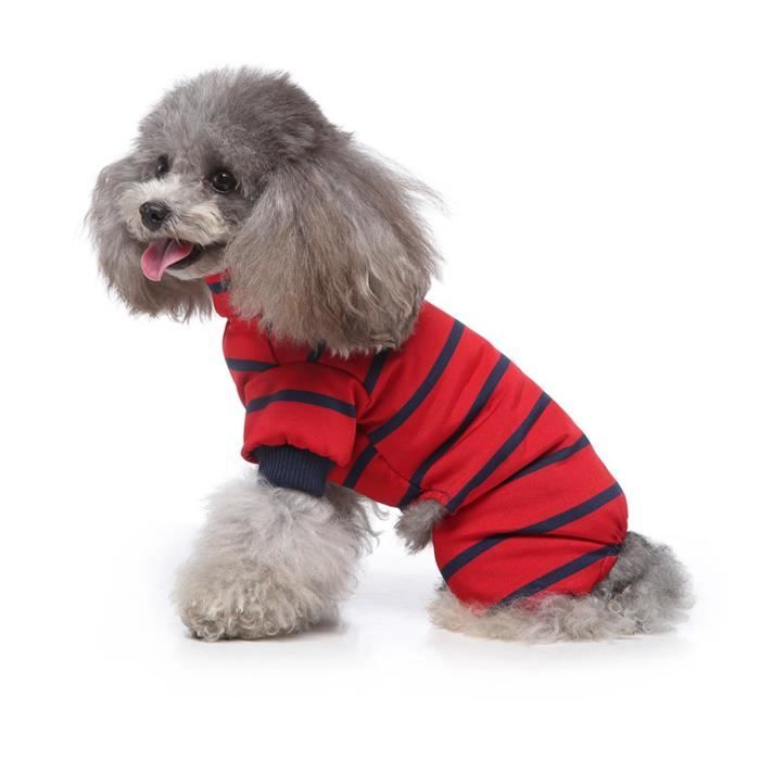 Pyjamas pour chiens rayes Pyjama raye pour chien 4 pattes leger doux confortable a la mode rouge bleu raye chien 106976 Cdiscount