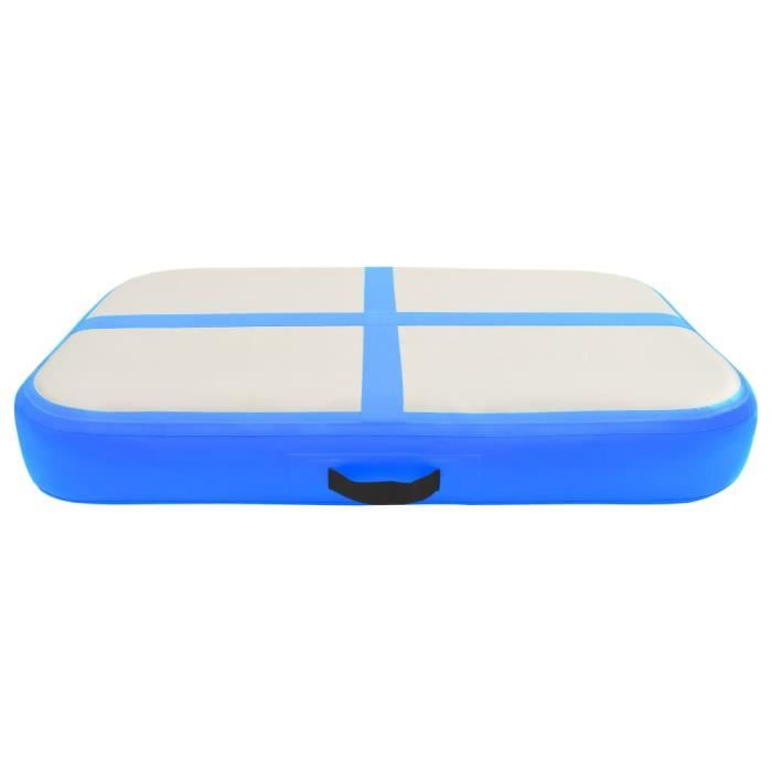 Tapis De Gymnastique Gonflable KM-Fit Airtrack – 4m X 1m X 10cm – Bleu – Pompe électrique Incluse