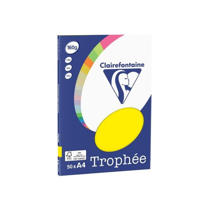 Clairefontaine Trophée A4 Vert Intense 160g – 250 Feuilles – Papier Premium Pour Impression & Création