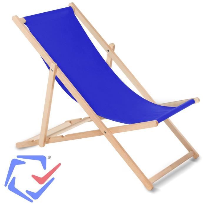 Chaise longue bain de soleil pliante à dossier réglable bleu foncé