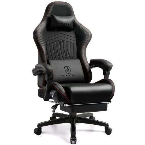 Chaise Gaming Rouge - GTPLAYER - Repose-Pieds Haut-Parleur Bluetooth - Fauteuil Gamer