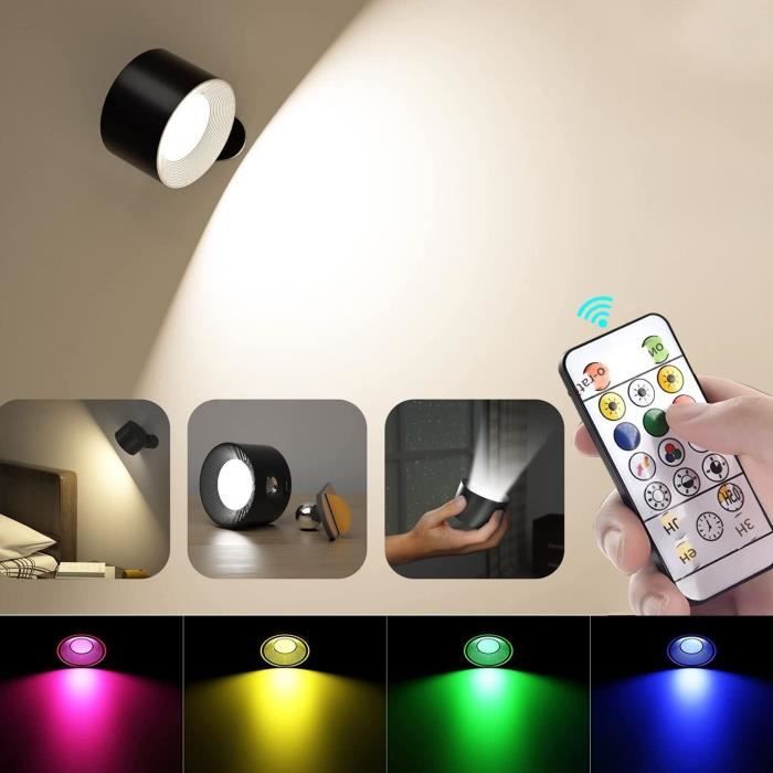 MLOQI Applique Murale Interieur LED, 16 Couleurs Lampe Murale Sans Fil  Touch à Télécommande avec Port de Charge USB Contrôle Tactile, Image Lampe  Batterie Rechargeable Lampe de Chevet pour (Blanc) : 