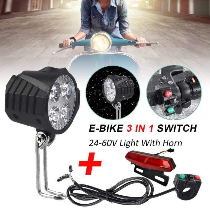 Ensemble de feux avant et arriere clignotant LED avec klaxon pour velo electrique Cdiscount Sport