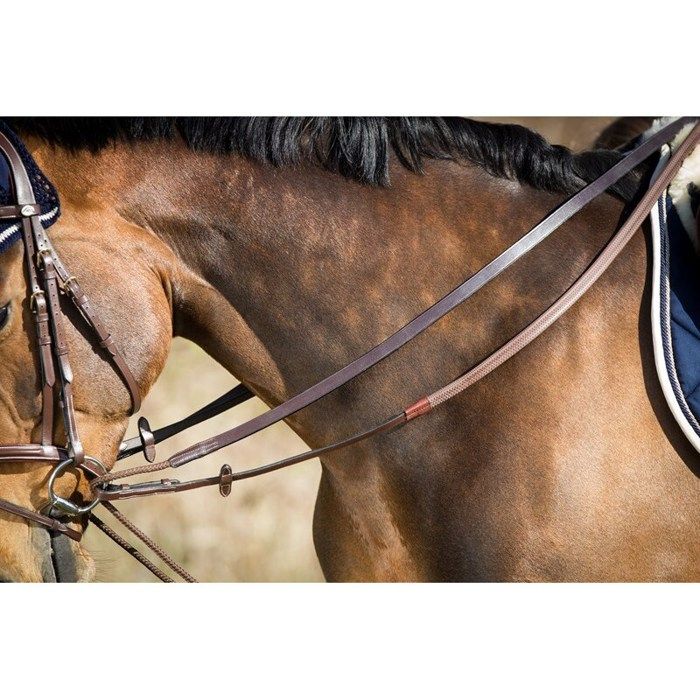 Rênes en cuir rond pour cheval Kavalkade Fleur-Weymouth KAVALKADE