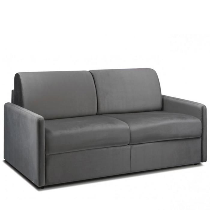 canape convertible express custom sommier lattes 140 cm matelas 16 cm velours gris gris velours inside75 cdiscount maison