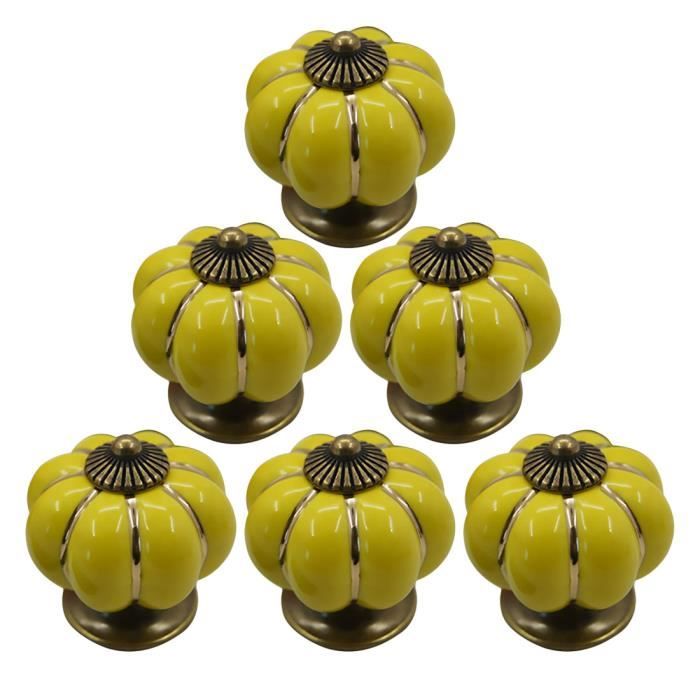Lot De 15 Boutons De Tiroir En Céramique Jaune – 38x28mm, Style Et Couleur
