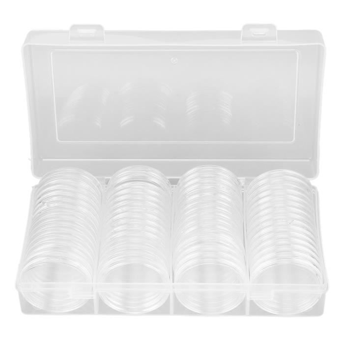 Boîte Rangement Pièces De Monnaie En Bois - 100 Capsules Transparentes - 18-30mm - Collection