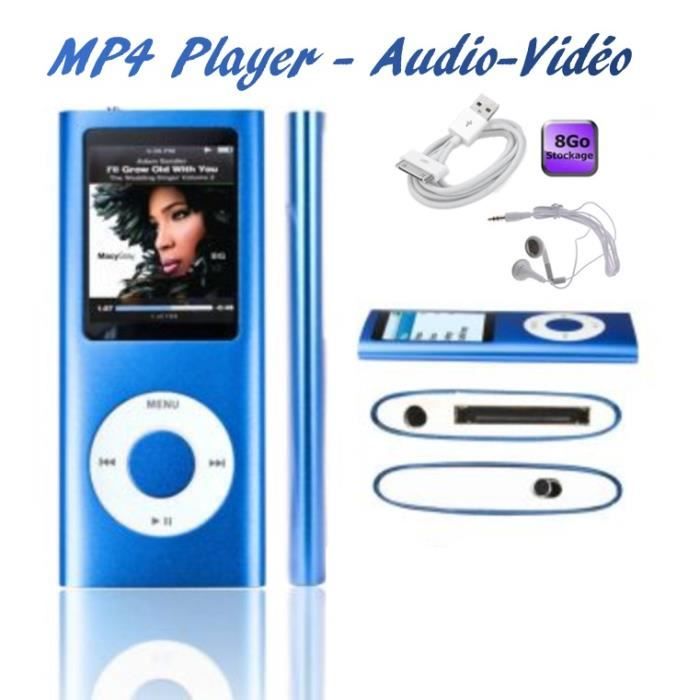 Lecteur MP4 Audio Vidéo Player "BLEU"  Mémoire interne 8 GoGb