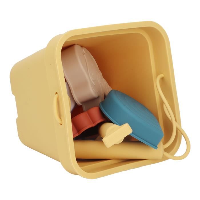 Set De Plage En Silicone 8 Pièces – Pelle, Seau, 6 Moules, Sac étanche – Rouge Brique – Voyage, Sable, Motricité – Dès 3 Ans