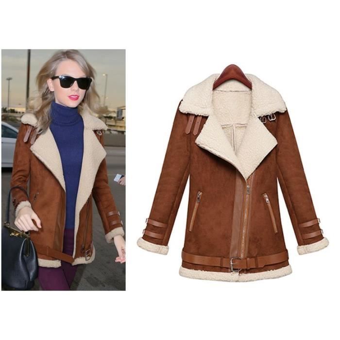 Veste daim col mouton femme Clearance