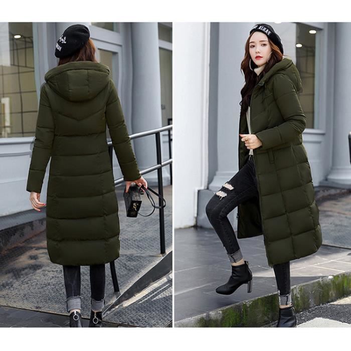 Manteau Femme Qualite Superieure De Couleur fermeture eclair Plus velours Garder chaud version longue Vert GOGUQ Vert Cdiscount Pret a Porter