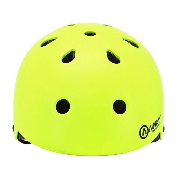 Casque velo loisir avec eclairage integre Auvray jaune fluo taille M 57 58 cm Cdiscount Sport