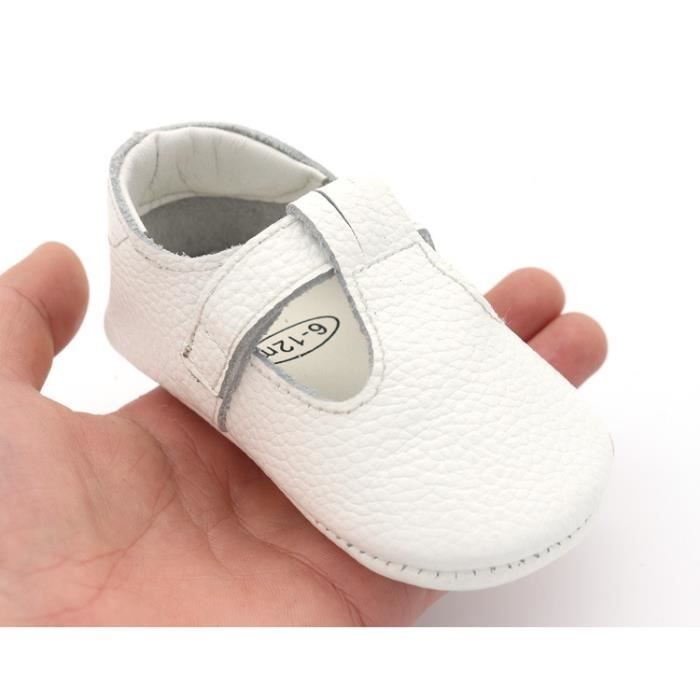Chaussures Bebe Cuir Souple Chaussons Premiers Pas Respirant Pour Garcon Fille Nourrisson Semelles Antiderapantes En Caoutchouc Blanc Cdiscount