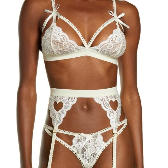 Ensemble Lingerie En Satin Pour Femme - Soutien-gorge Et String à Nouer - Soie Douce Et Flatteuse - Idéal Pour Une Soirée Romantique Ou Un Cadeau