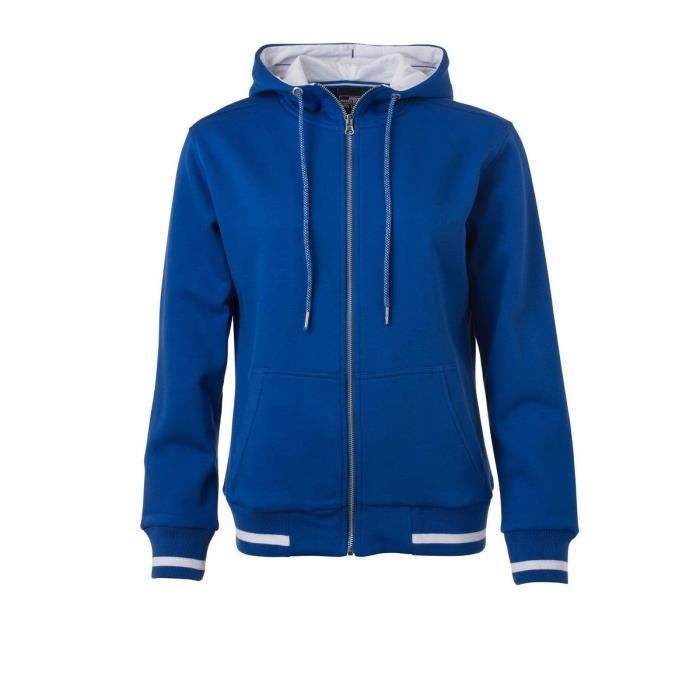 Veste sweat zippee a capuche Femme JN775 bleu roi Bleu Cdiscount Pret a Porter