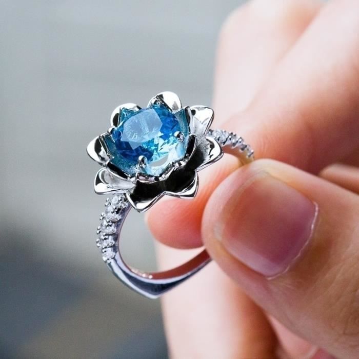 or Fleur de Lotus Blanc Topaz Ring Set de mariage bijoux Fashion Femmes 925 Argent or Fleur de Lotus Blanc Topaz Ring Set de mariage bijoux Fashion Femmes 925 Argent