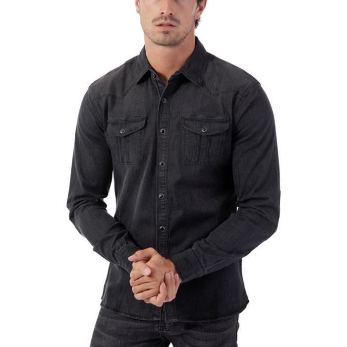 Chemise jeans noir homme outlet